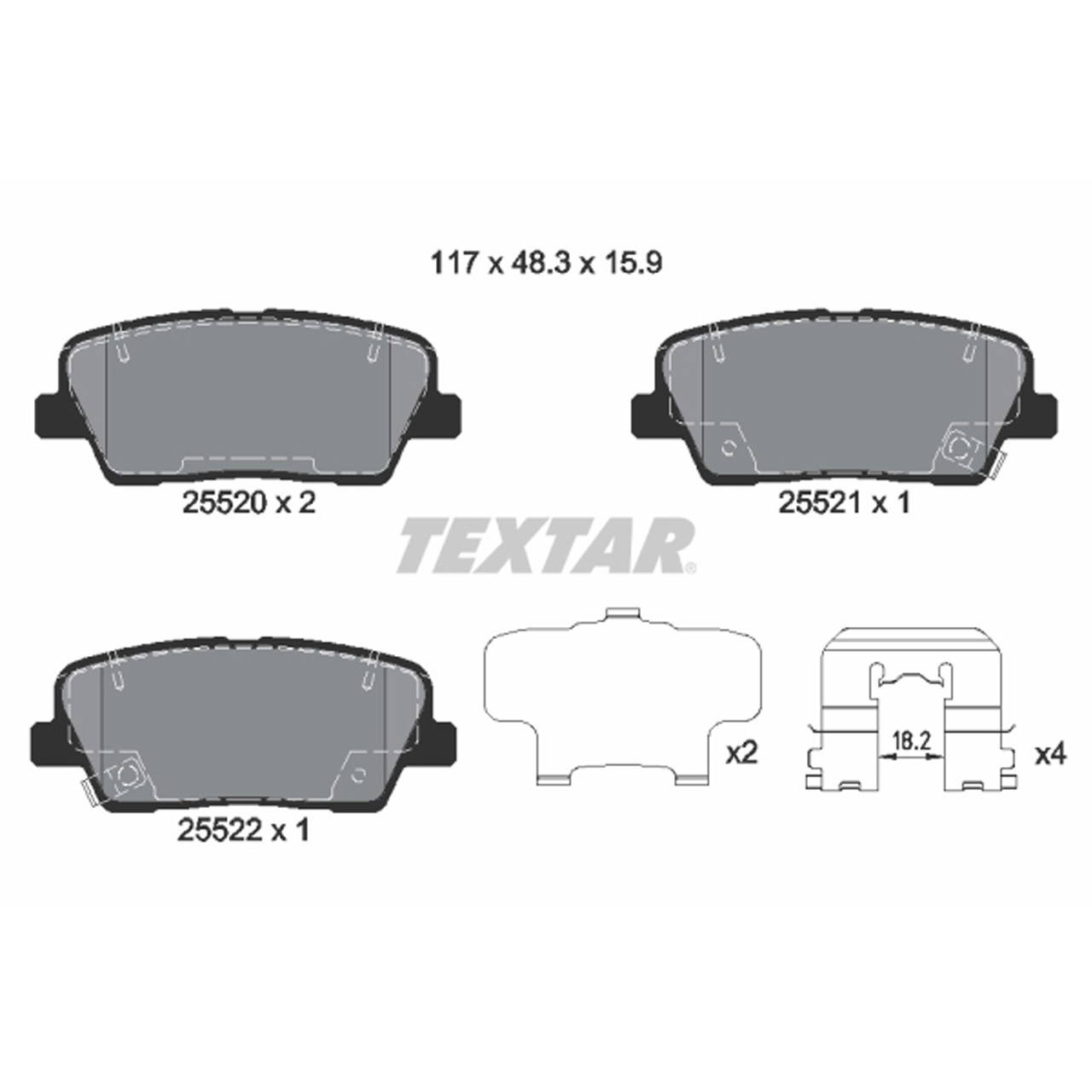 TEXTAR 2552001 Bremsbeläge HYUNDAI Genesis Santa Fe 2 3 KIA Sorento 2 Stinger hinten