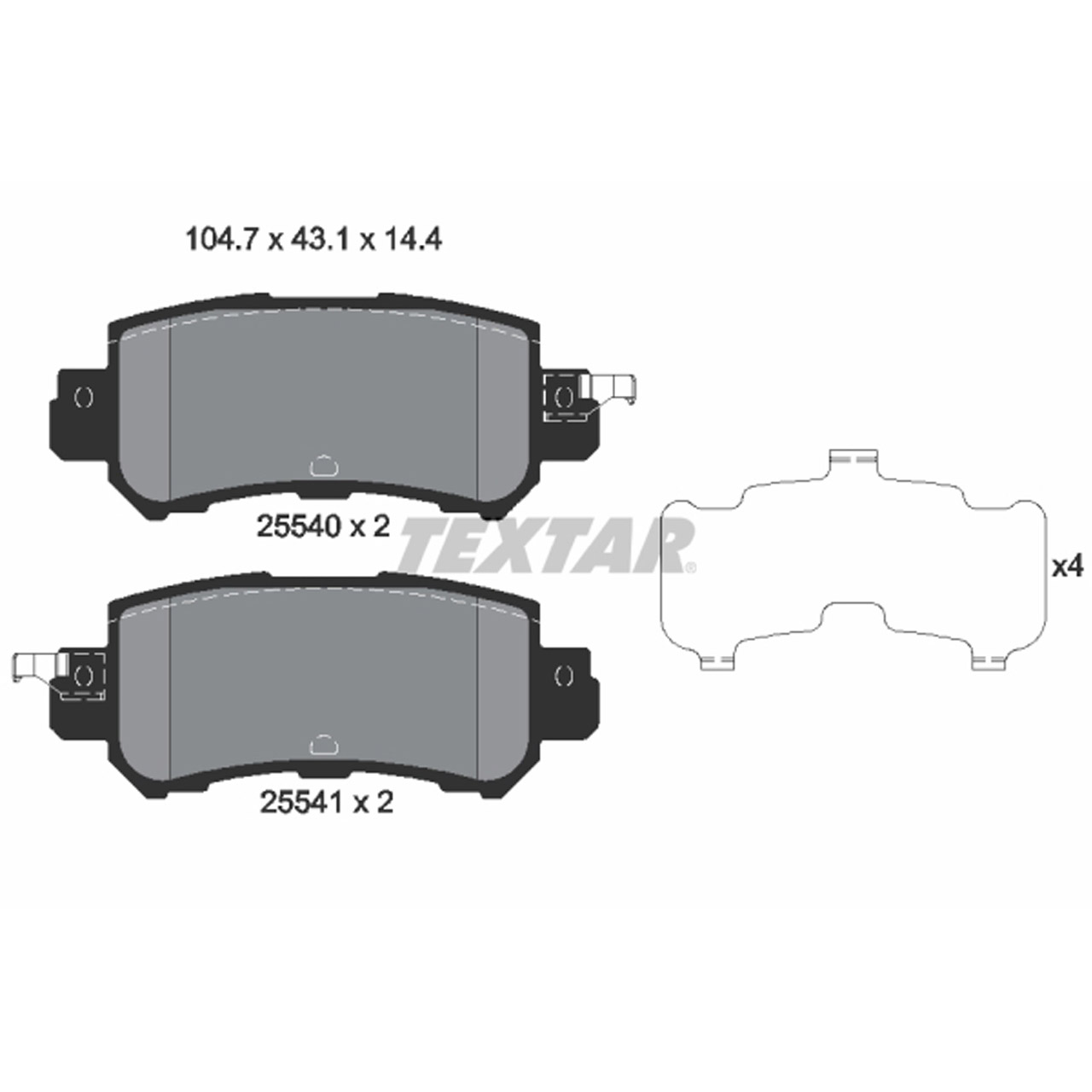 TEXTAR 2554001 Bremsbeläge MAZDA CX-3 (DK) bis 01.2018 CX-5 (KE, GH) bis 11.2014 hinten