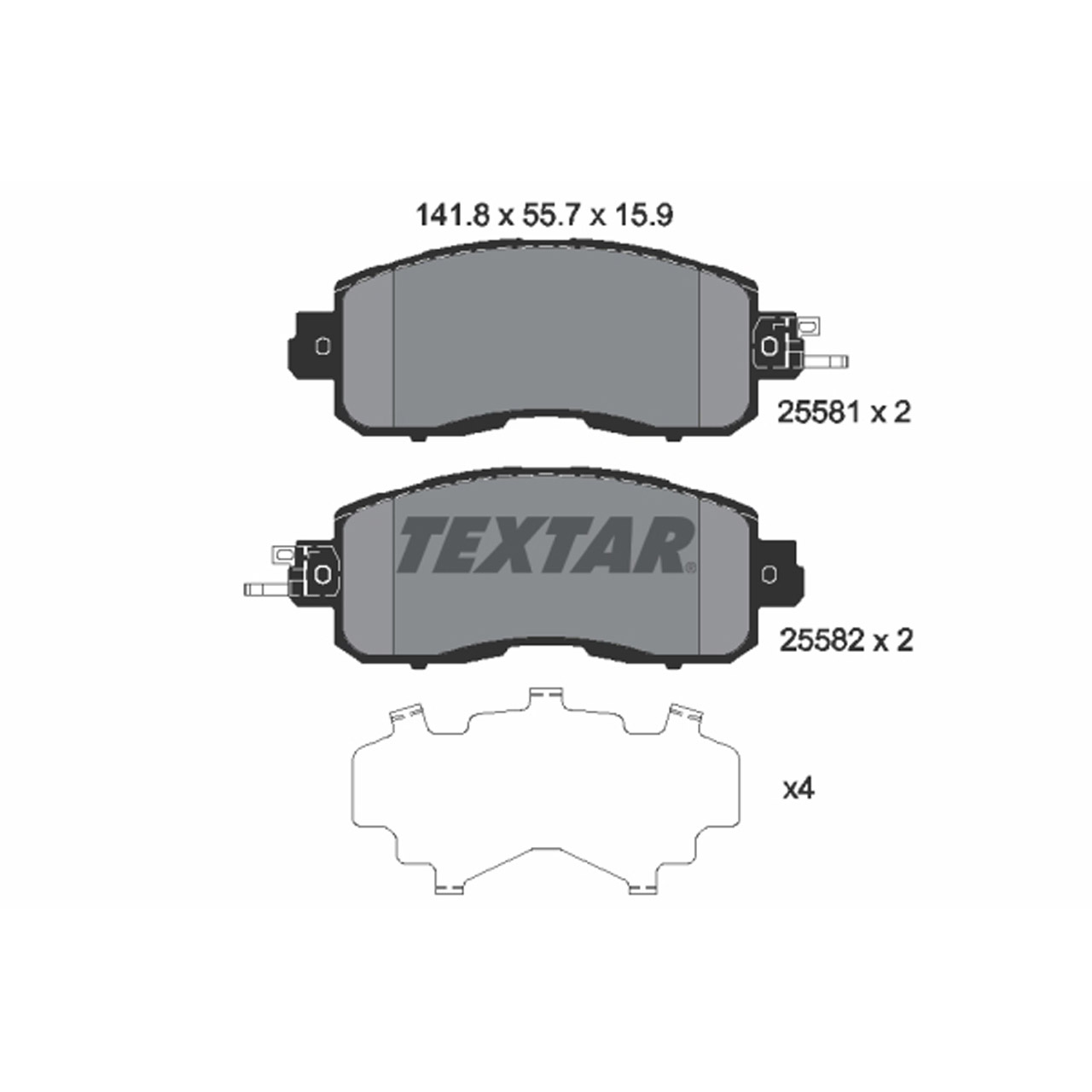 TEXTAR 2558101 Bremsbeläge Bremsklötze NISSAN Leaf (ZE0) 109 PS ab 05.2014 vorne