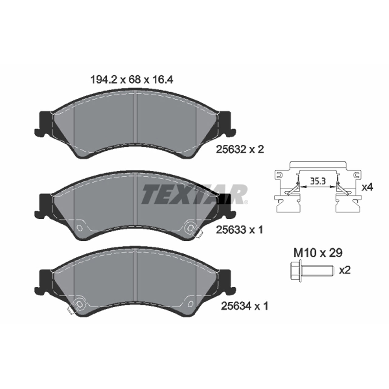 TEXTAR 2563201 Bremsbeläge Bremsklötze FORD Ranger (TKE) / Crew VW Amarok (T1) vorne