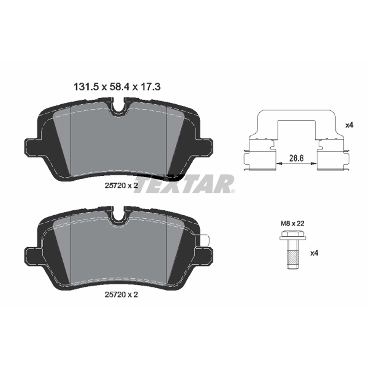 TEXTAR 2572001 Bremsbeläge LAND ROVER Discovery 5 Range Rover 4 / Sport 2 hinten