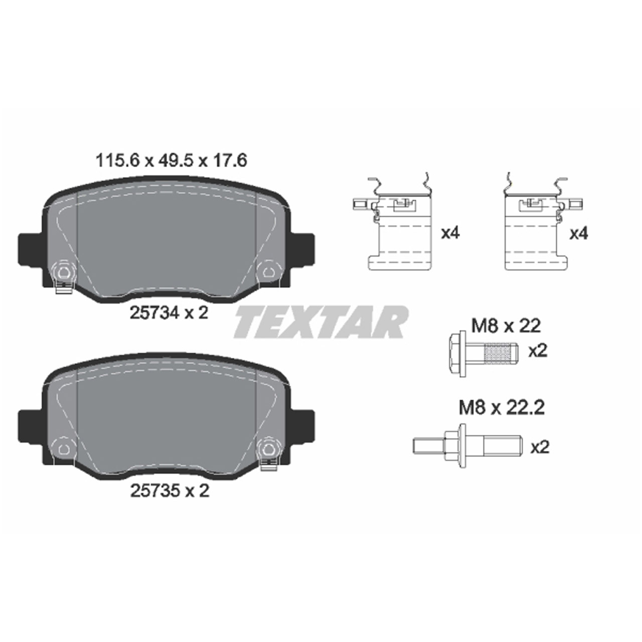 TEXTAR 2573401 Bremsbeläge Bremsklötze Bremsbelagsatz JEEP Cherokee (KL) hinten