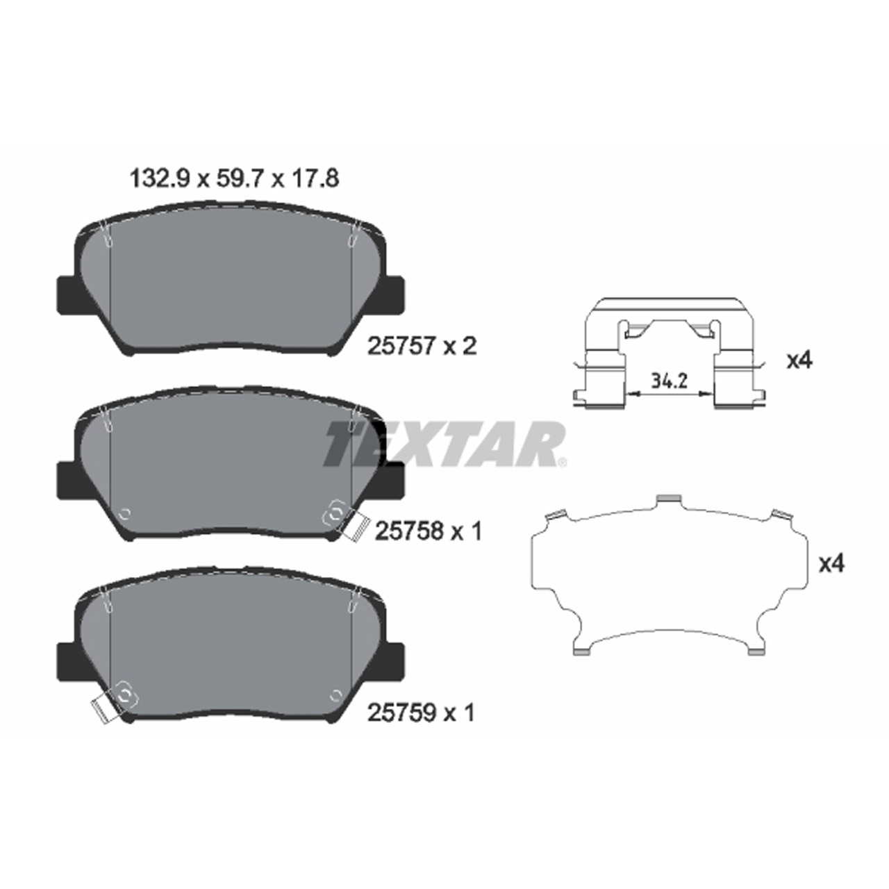 TEXTAR 2575701 Bremsbeläge Bremsklötze HYUNDAI Nexo Santa Fe 3 KIA Carens 4 vorne