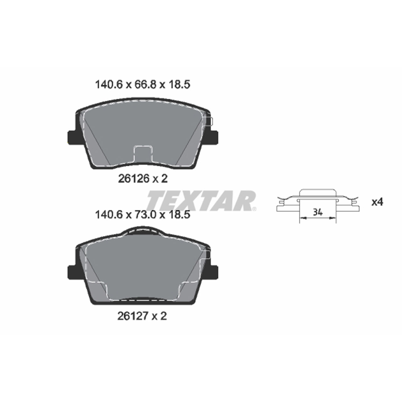 TEXTAR 2612601 Bremsbeläge Bremsbelagsatz Bremsklötze VOLVO XC40 (536) 17 Zoll vorne