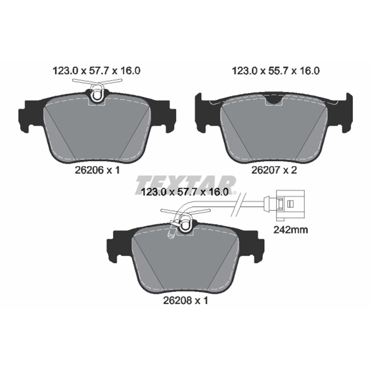 TEXTAR 2620603 Bremsbeläge + Sensor AUDI A3 (8Y) CUPRA Formentor (KM7) hinten 8Y0698451B