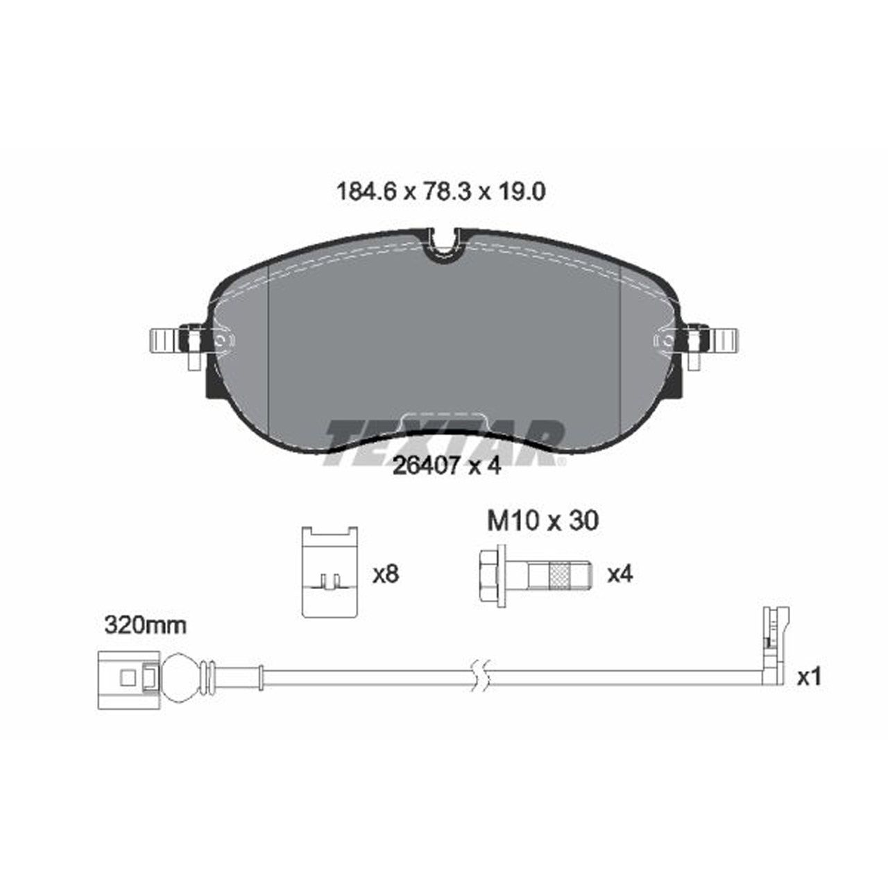 TEXTAR 2640701 Bremsbeläge + Sensor VW ID.4 ID.5 ID.Buzz AUDI Q4 SKODA Enyaq iV vorne