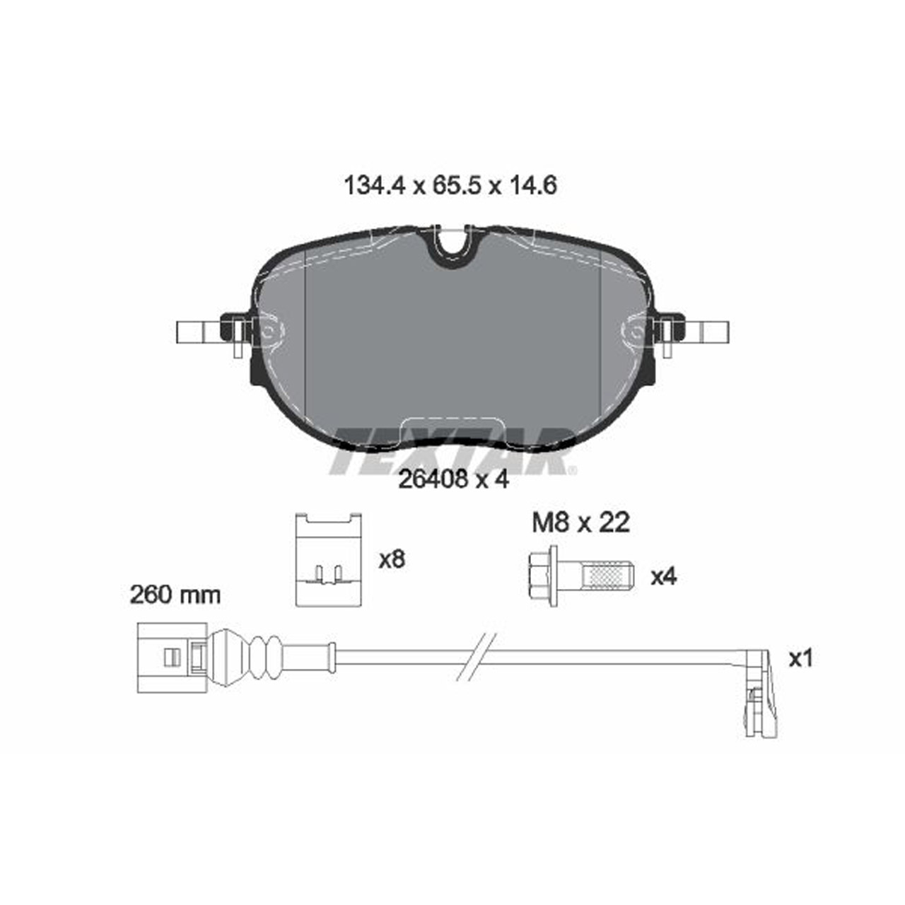 TEXTAR 2640801 Bremsbeläge + Warnsensor VW ID.3 (E11, E12) CUPRA Born (K11) PR-1LA vorne
