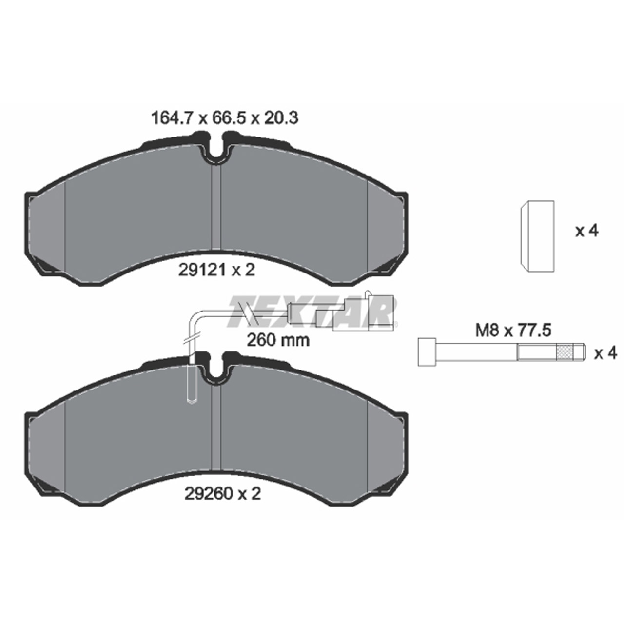 TEXTAR 2912113 Bremsbeläge + Warnsensor NISSAN NT400 / Cabstar (F24M F24W) 4500kg hinten