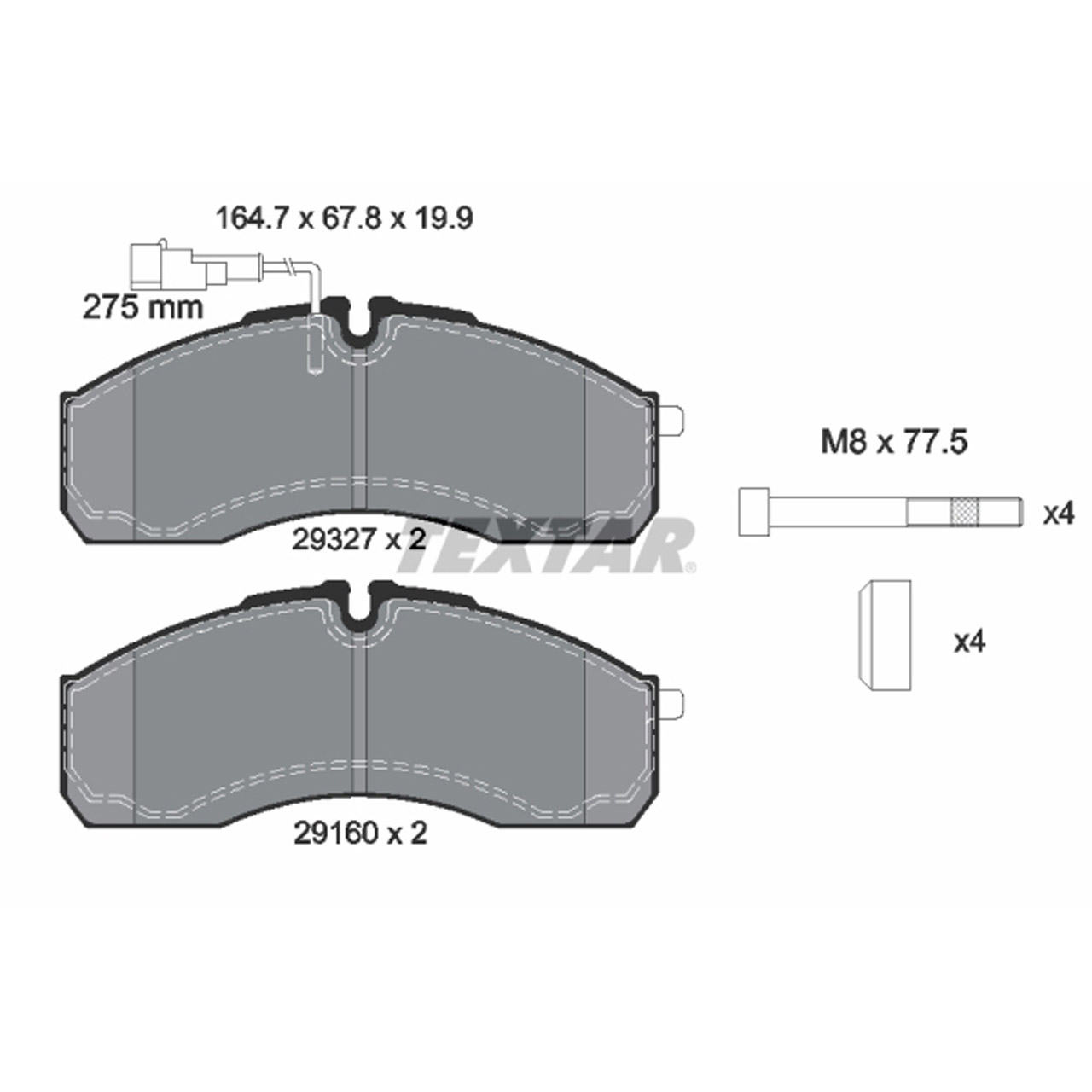 TEXTAR 2932701 Bremsbeläge + Warnsensor NISSAN NT400 / Cabstar (F24M F24W) 4500kg vorne