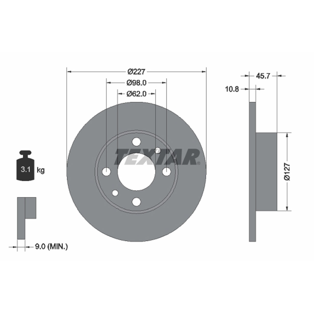 TEXTAR 92019300 Bremsscheiben Satz FIAT Fiorino Panda 141 Ritmo Uno vorne o. hinten