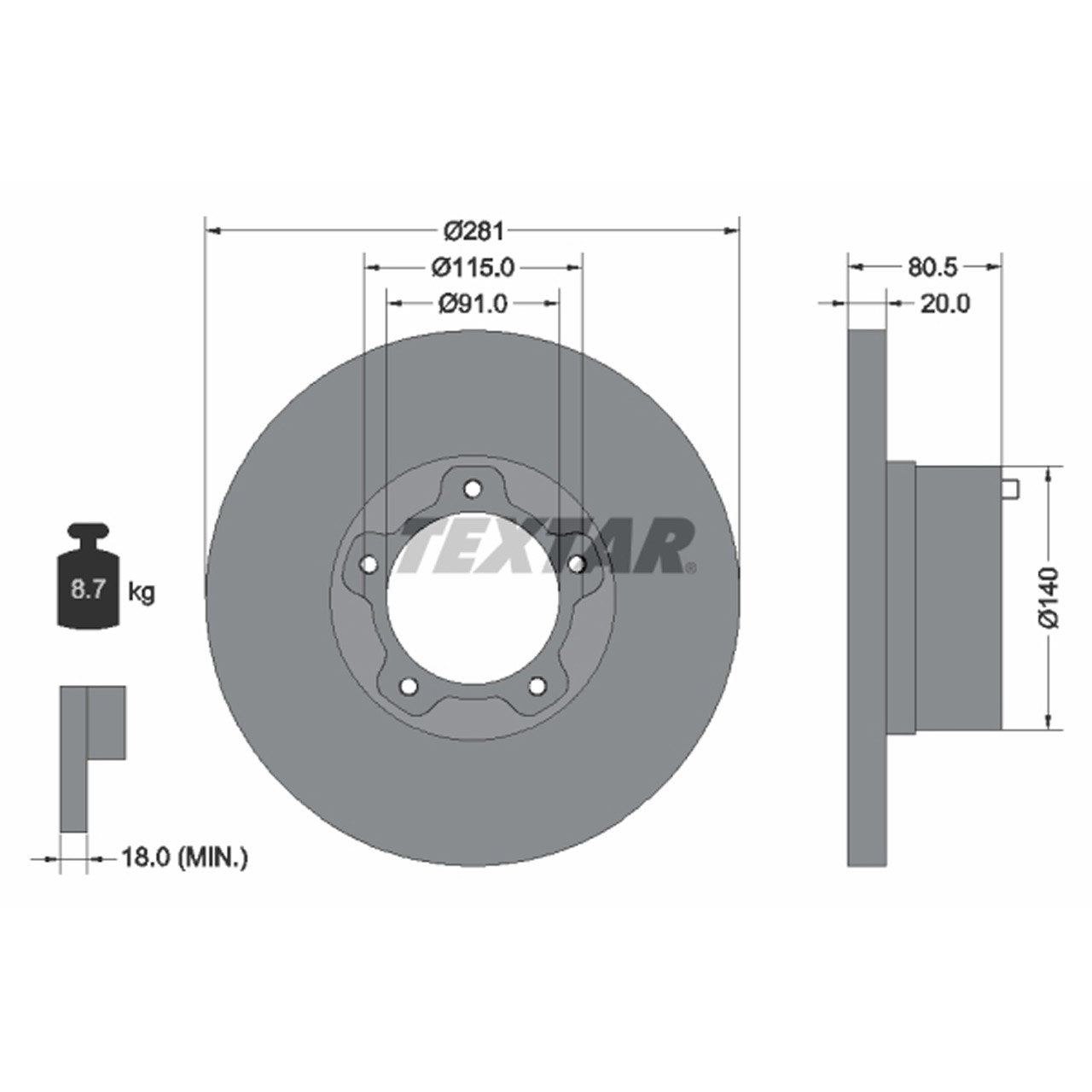 TEXTAR 92031500 Bremsscheiben Satz VW K 70 (48) LT 28-35 / 40-55 I vorne