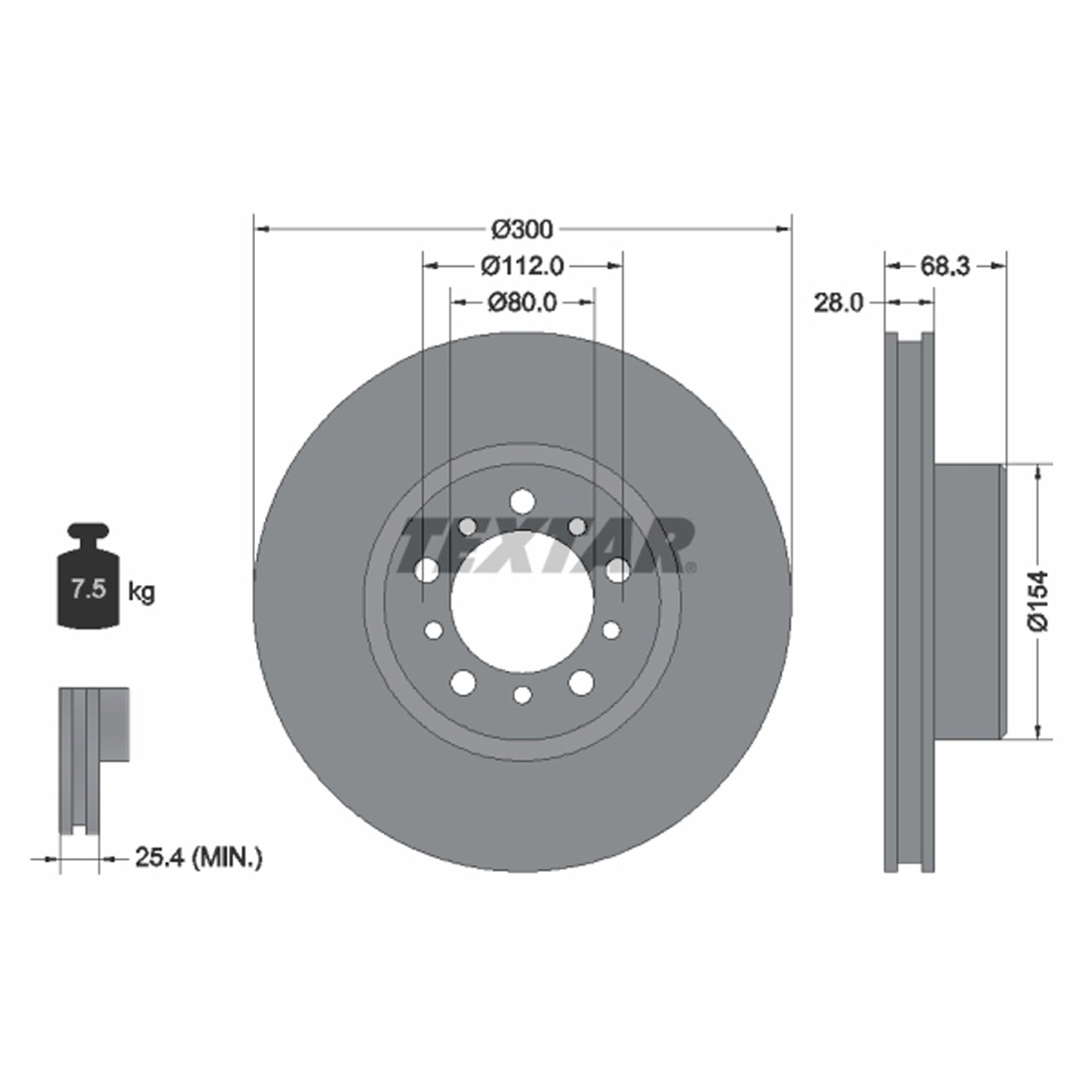 TEXTAR 92032500 Bremsscheiben Satz MERCEDES-BENZ S-Klasse W126 C126 vorne 1264210512