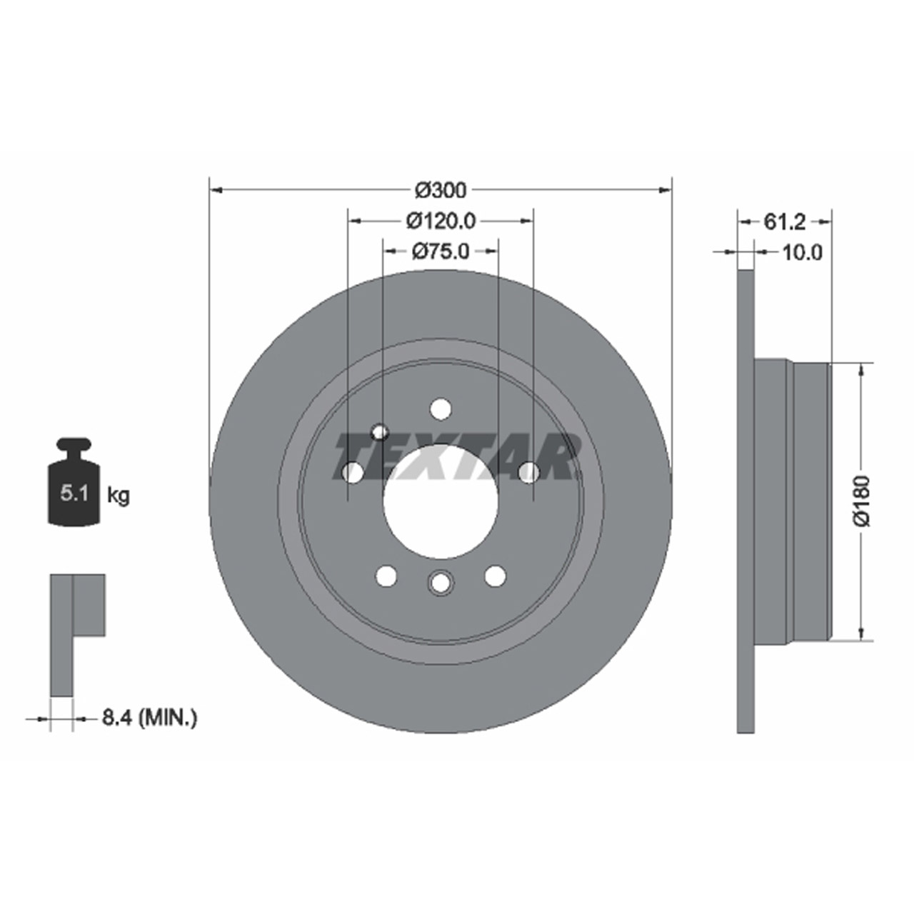 TEXTAR 92042303 Bremsscheiben Satz BMW 5er E34 518-540i M5 524td 525td 525tds hinten