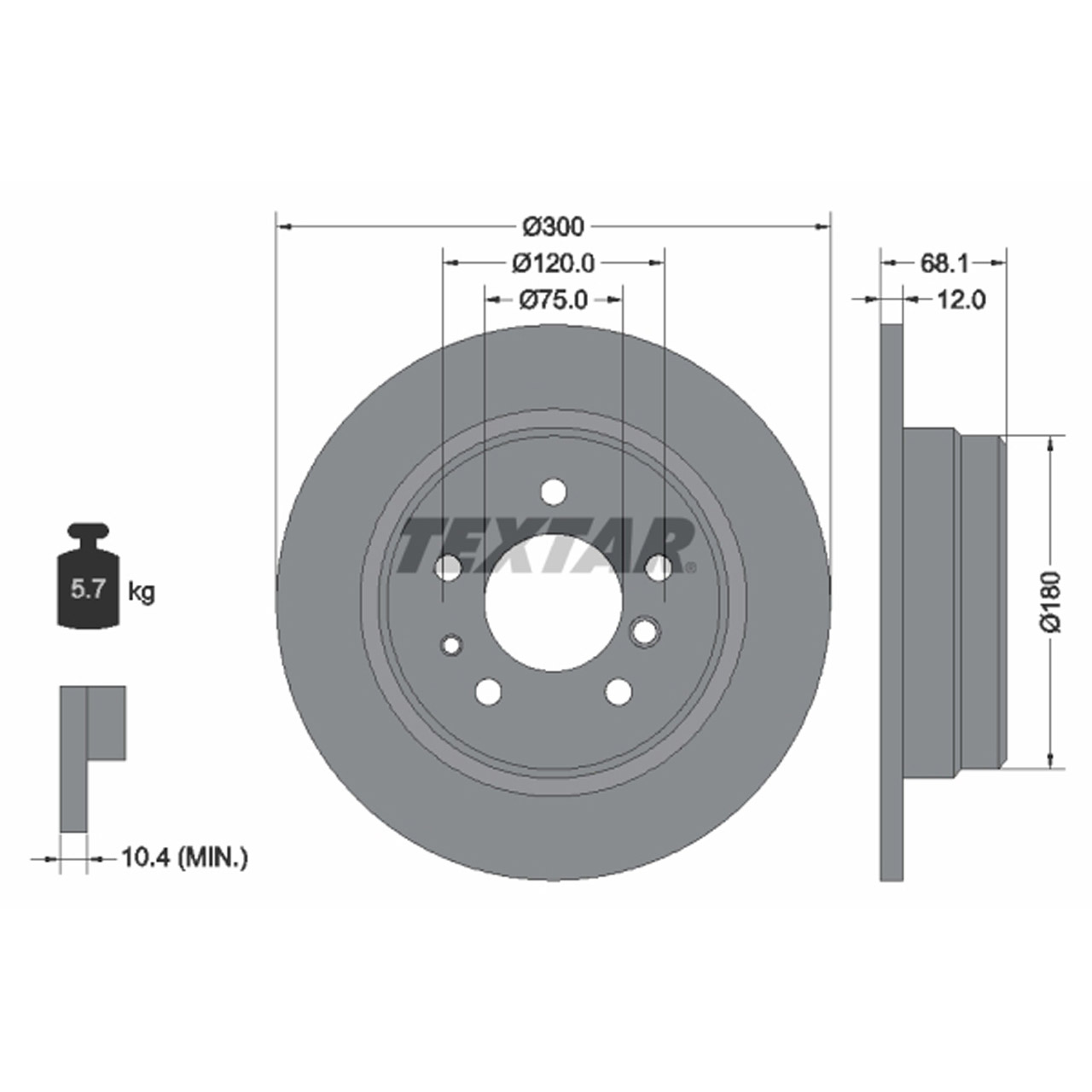 TEXTAR 92042500 Bremsscheiben Satz BMW 7er E32 730i 735i 188-220 PS bis 10.1987 hinten