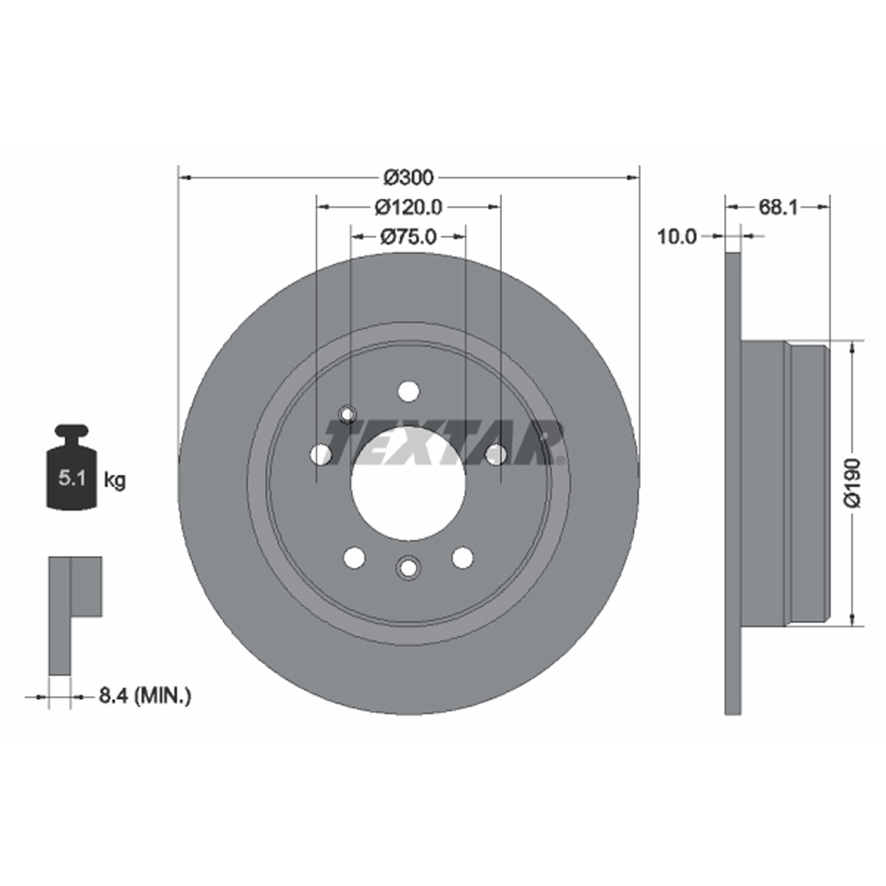 TEXTAR 92042600 Bremsscheiben Satz BMW 7er E32 730i 735i 188-220 PS ab 11.1987 hinten