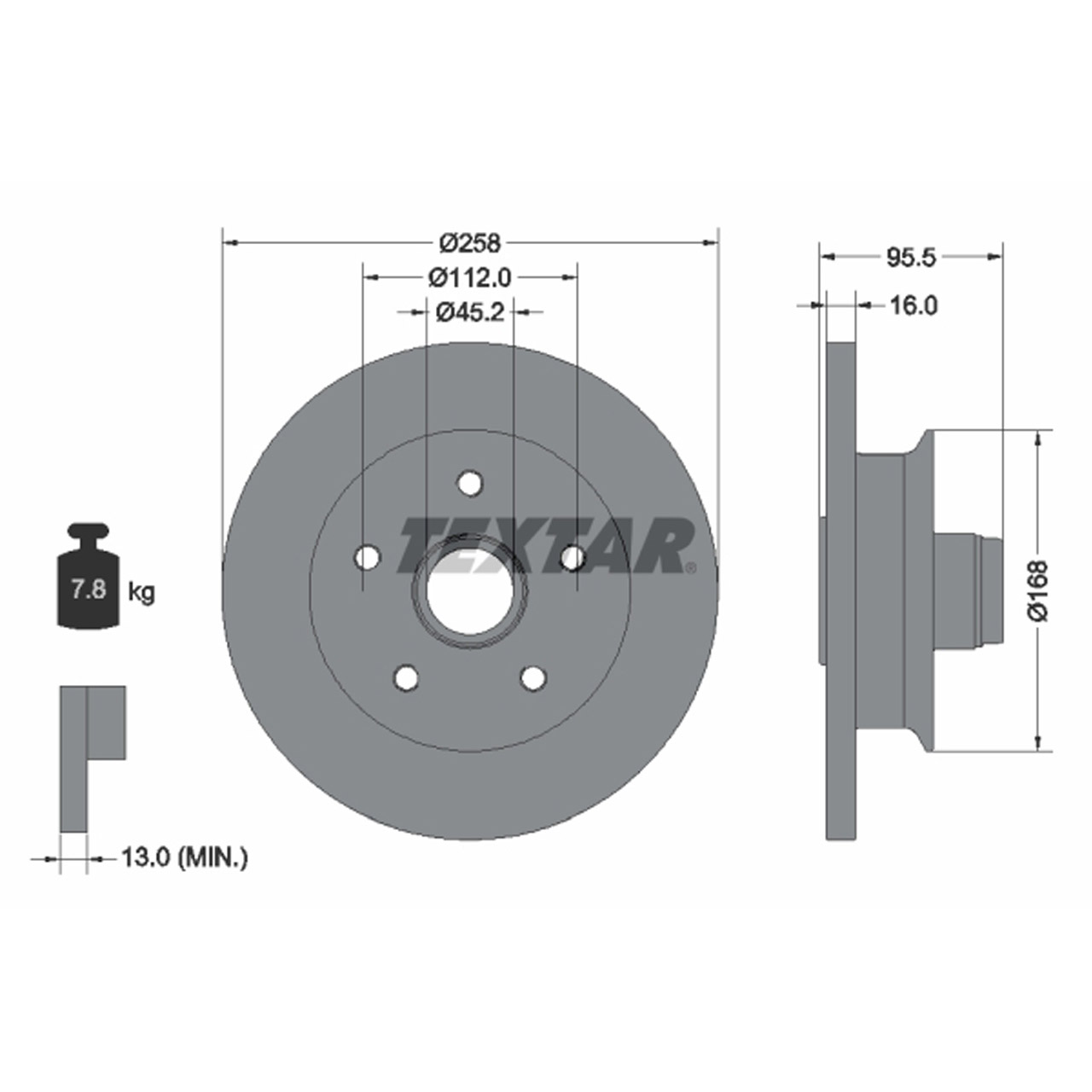 TEXTAR 92053000 Bremsscheiben Satz VW Transporter Bulli T3 ab 08.1985 vorne