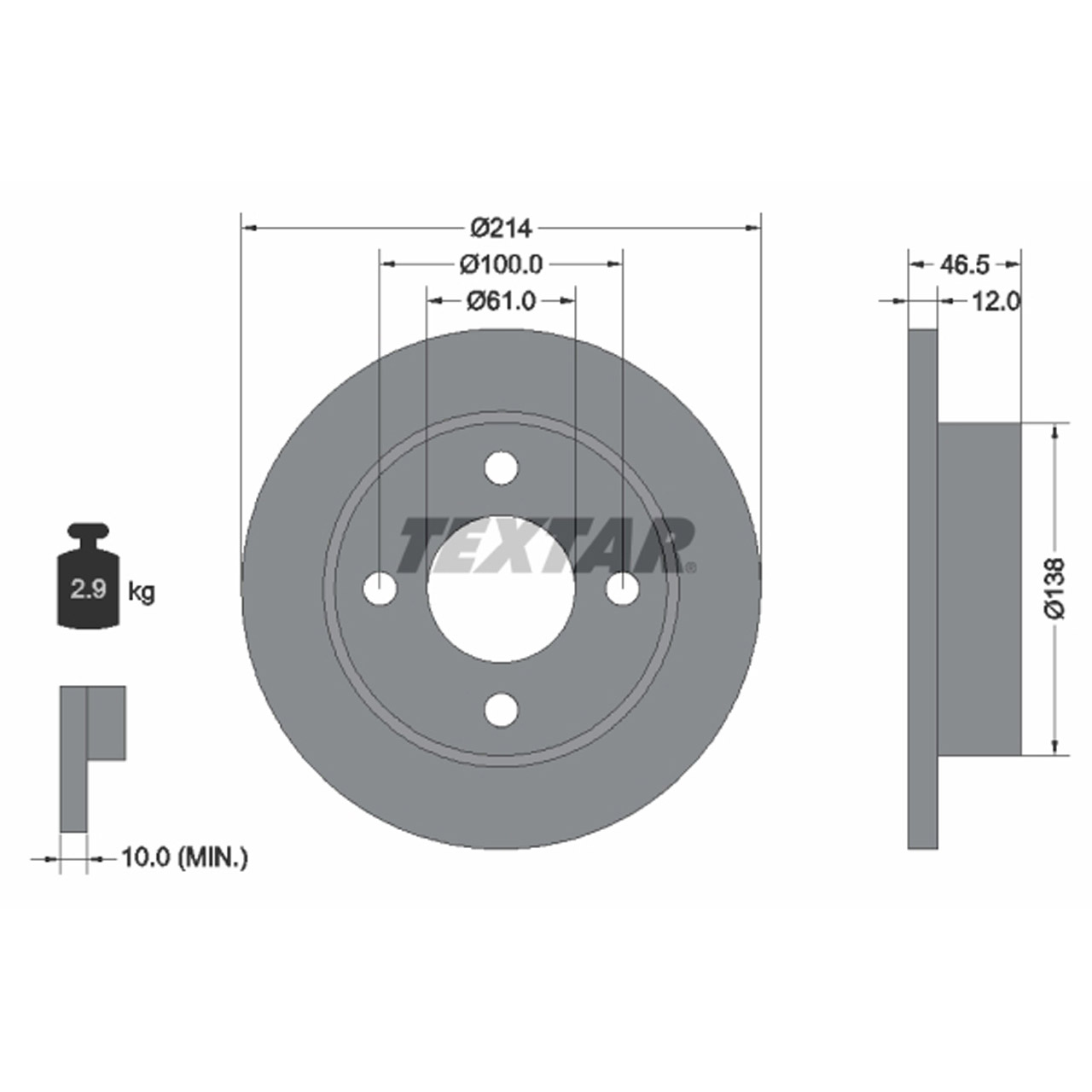 TEXTAR 92059200 Bremsscheiben Satz NISSAN Micra 1 (K10) 1.0 1.2 50-60 PS ab 09.1988 vorne