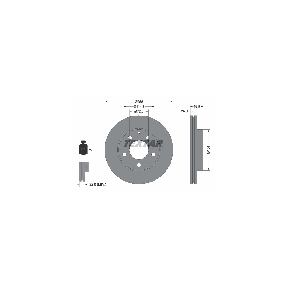 TEXTAR 92062000 Bremsscheiben Satz MAZDA 323 S VI 626 IV V Premacy Xedos 6 vorne