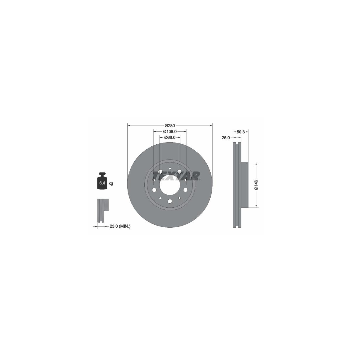 TEXTAR 92066703 Bremsscheiben Satz VOLVO 850 940 960 C70 S70 S90 V70 V90 vorne