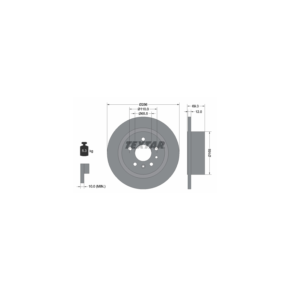 TEXTAR 92067003 Bremsscheiben Satz OPEL Omega B 2.0-3.2 V6 2.0/2.2/2.5DTI hinten