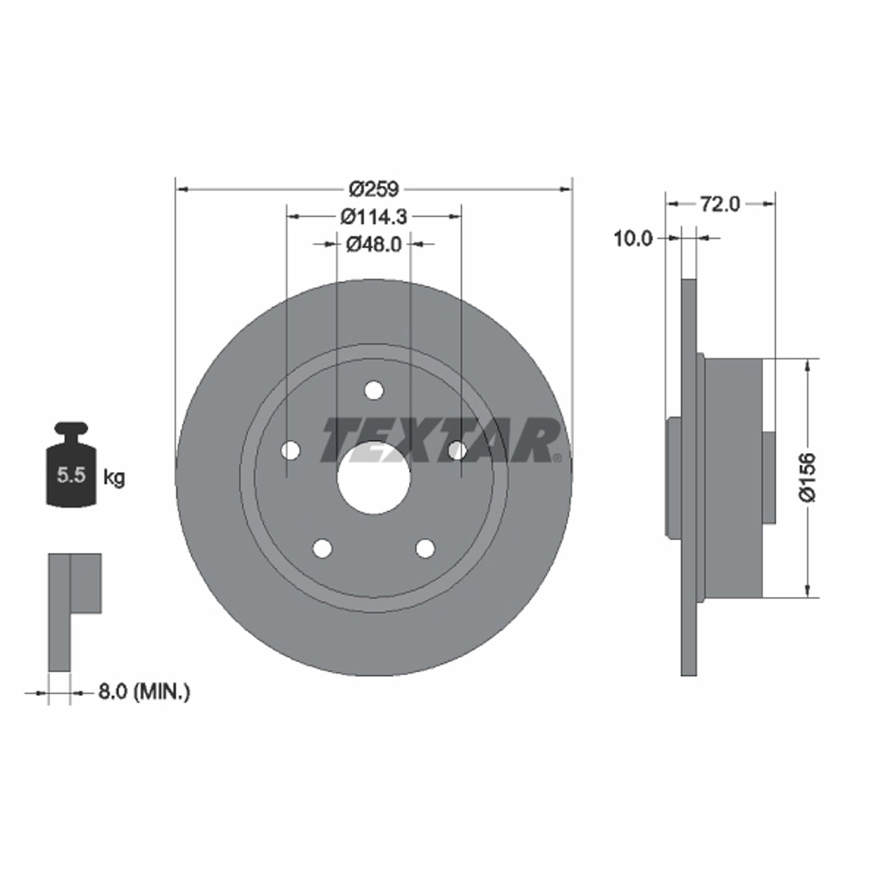 TEXTAR 92078800 Bremsscheiben Satz MAZDA 626 III (GD GV) hinten GW5526251