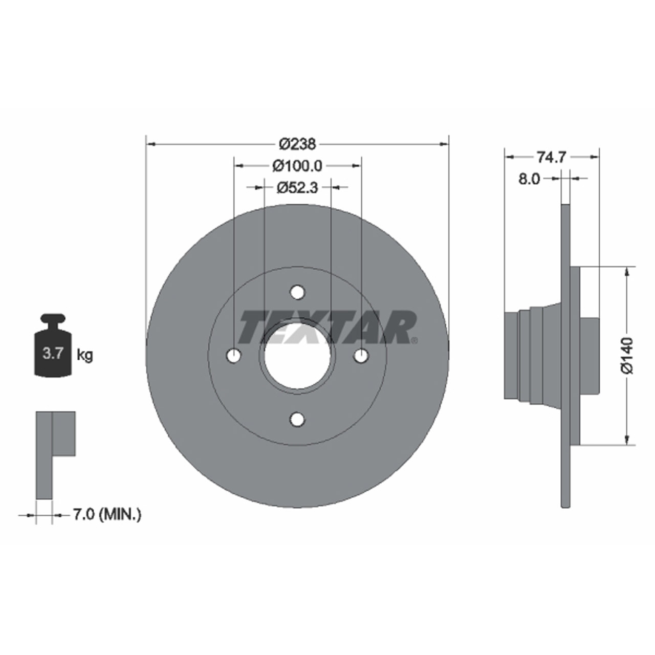 TEXTAR 92081200 Bremsscheiben Satz RENAULT Clio 1 2 Thalia 1 hinten