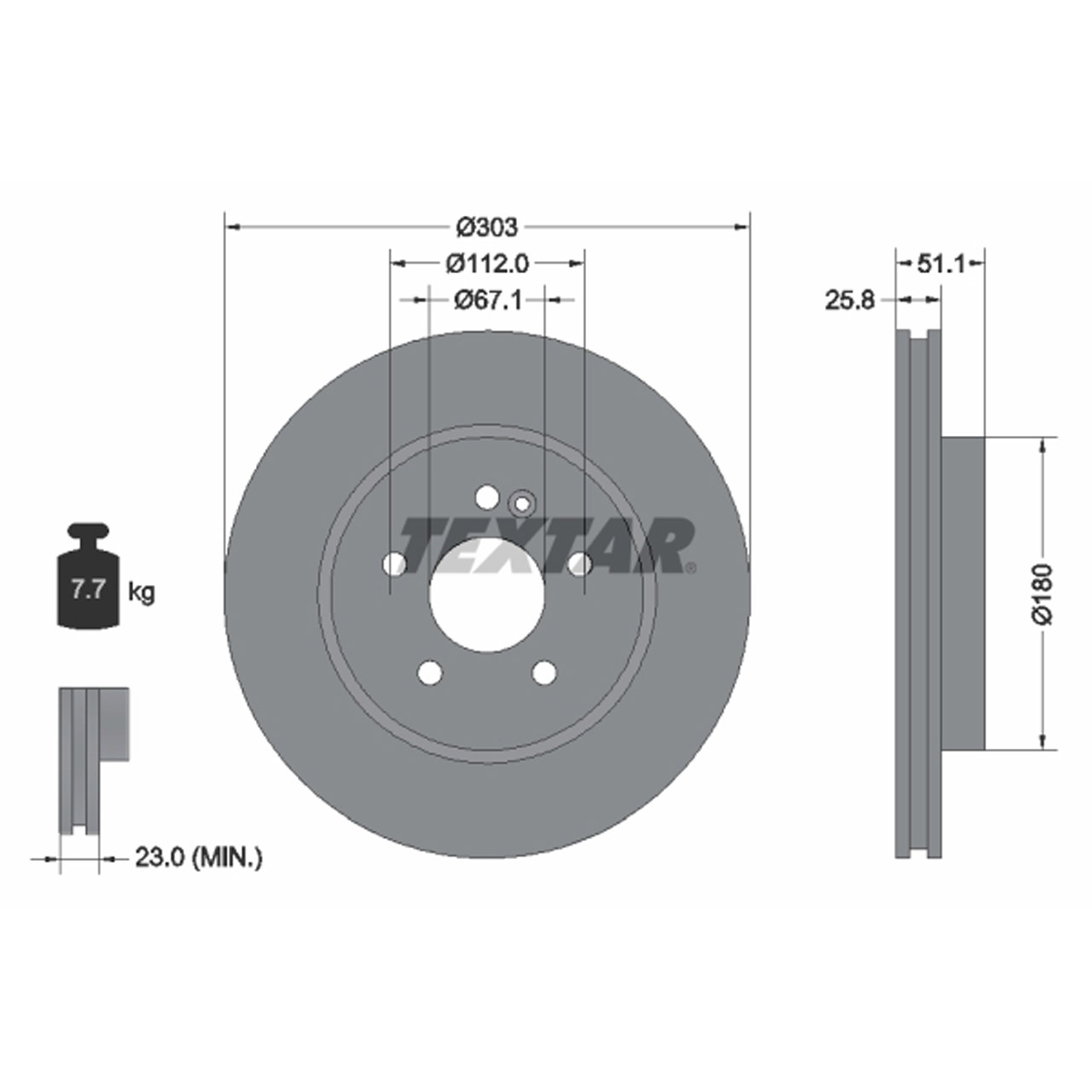 TEXTAR 92089905 Bremsscheiben Satz MERCEDES M-Klasse W163 ML230 ML270CDI vorne 1634210412