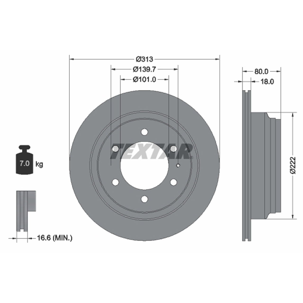 TEXTAR 92091600 Bremsscheiben Satz OPEL Frontera A B ab Fgst. Monterey A B hinten