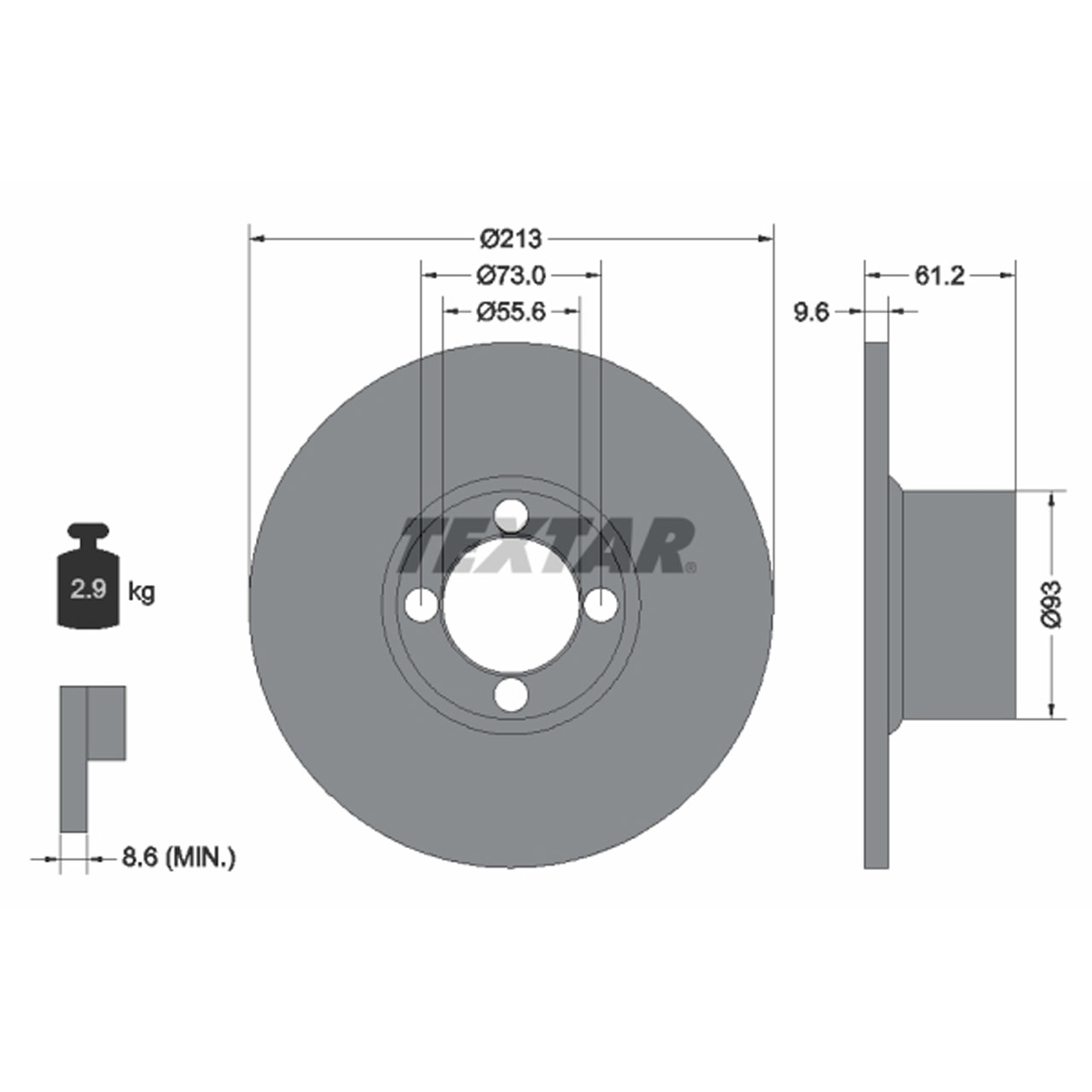 TEXTAR 92092600 Bremsscheiben Satz ROVER Mini 1000 1300 41/50/53/61/63 PS vorne