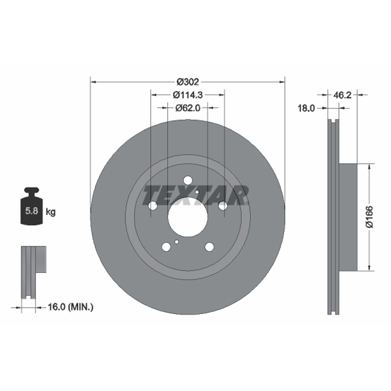 TEXTAR 92093500 Bremsscheiben Satz TOYOTA Rav 4 I (_A1_) 2.0 4WD 128/129 PS vorne