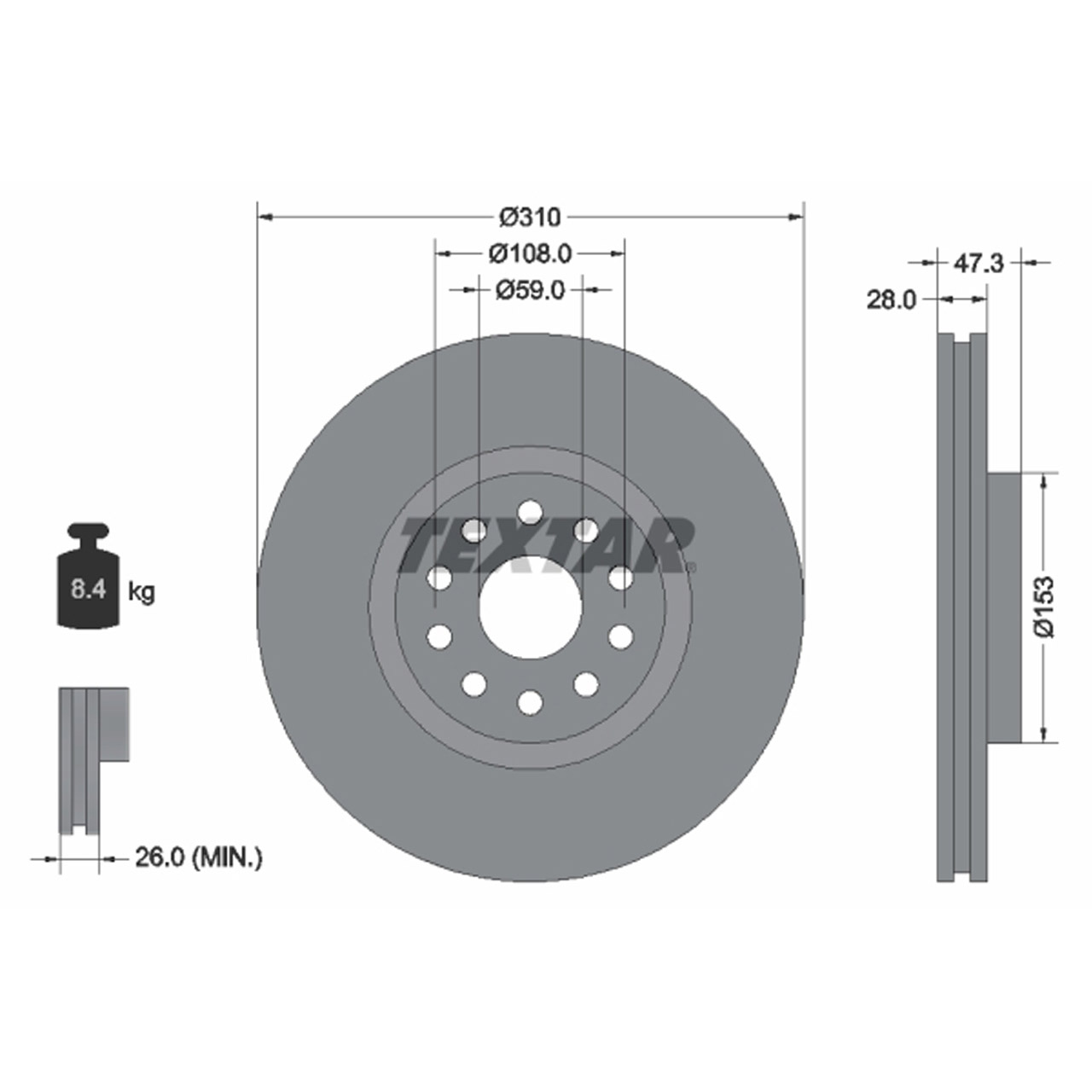 TEXTAR 92097500 Bremsscheiben Satz ALFA ROMEO 166 (936_) LANCIA Kappa (838_) vorne