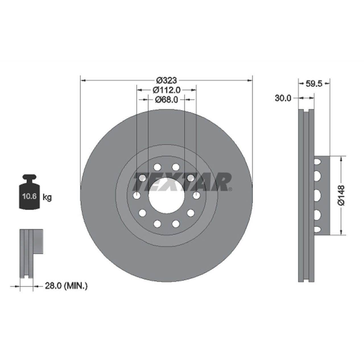 TEXTAR 92098305 Bremsscheiben Satz AUDI S6 Plus C4 A8 S8 4D 4E VW Phaeton vorne