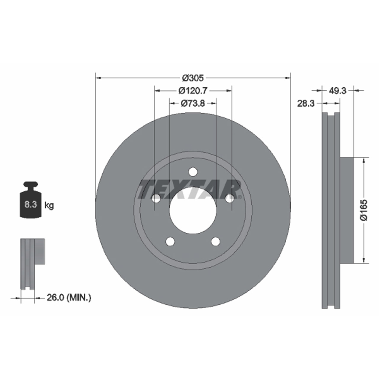 TEXTAR 92098900 Bremsscheiben Satz JAGUAR XJ (X308) ohne Sportfahrwerk vorne