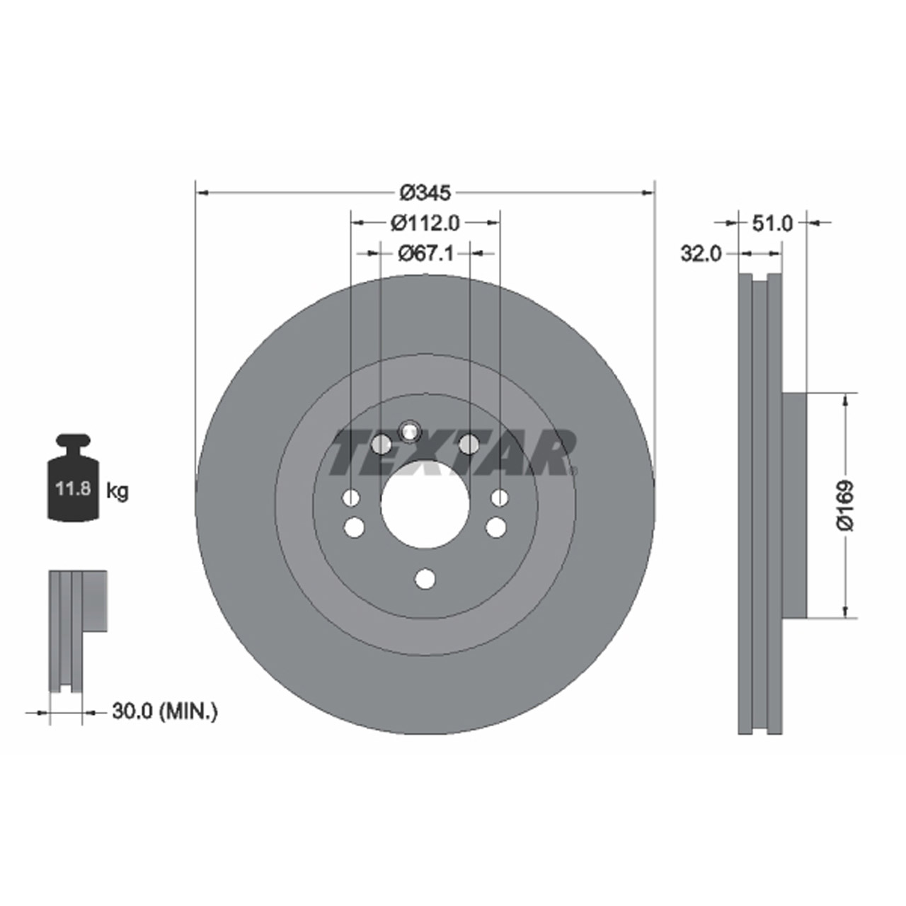 TEXTAR 92103205 Bremsscheiben Satz MERCEDES M-Klasse W163 ML 320-55AMG vorne 1634210512