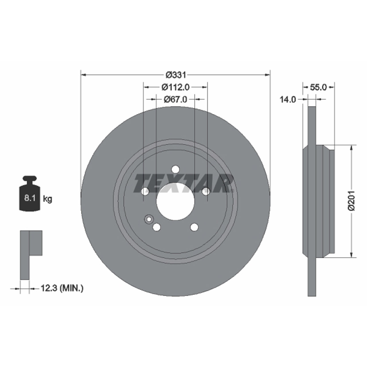 TEXTAR 92103303 Bremsscheiben Satz MERCEDES M-Klasse W163 ab Fgst. hinten 1634230212