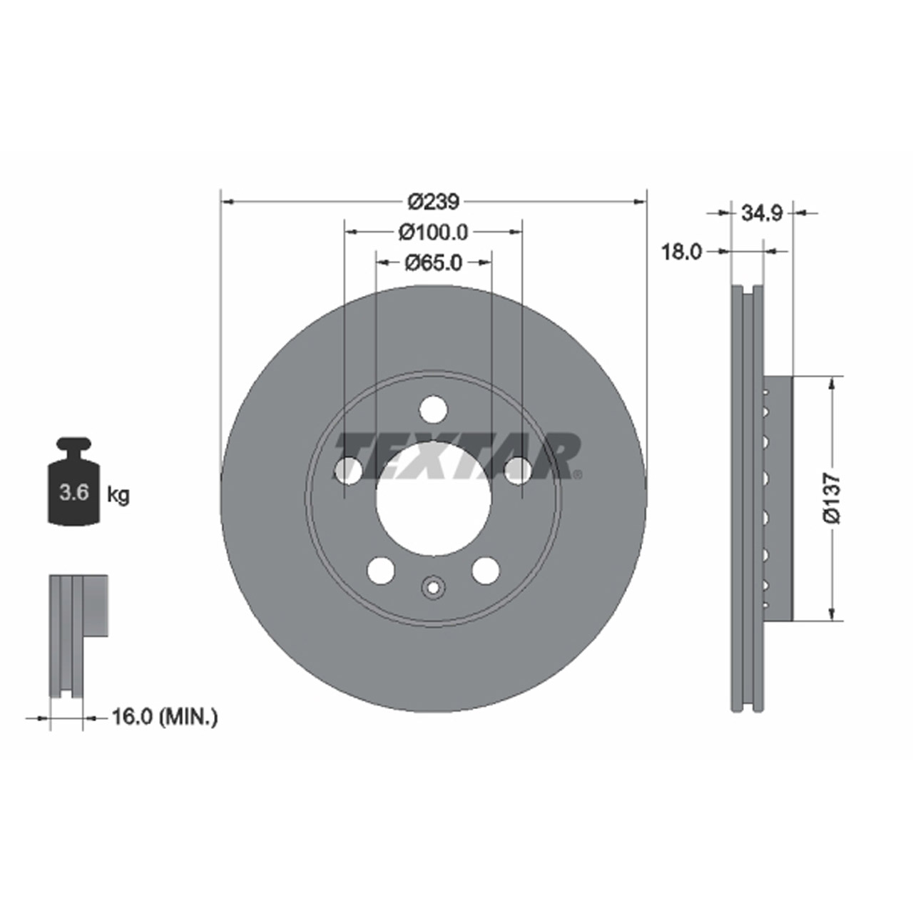 TEXTAR Bremsscheiben + Beläge + Sensor VW Polo 9N 1.2 ohne Servo SKODA Fabia 1 2 vorne