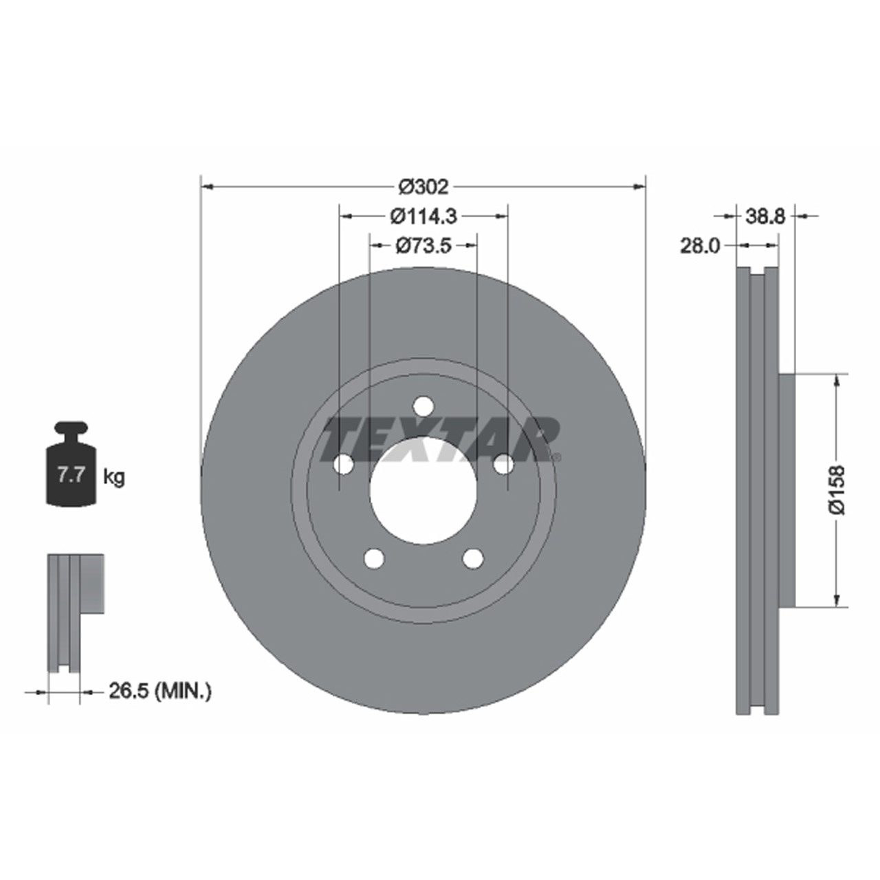 TEXTAR 92108200 Bremsscheiben Satz CHRYSLER Grand / Voyager 3 4 vorne