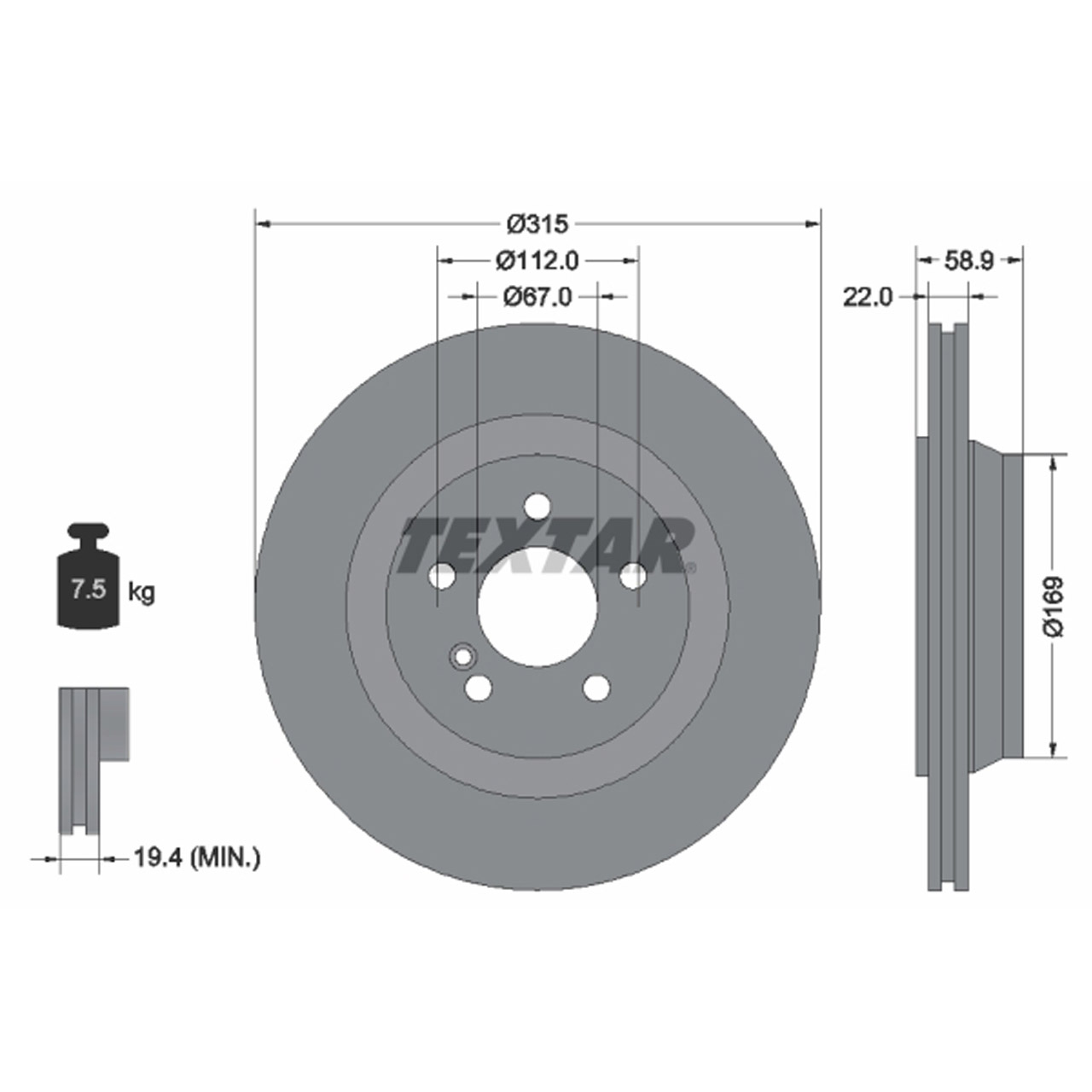 TEXTAR 92109000 Bremsscheiben Satz MERCEDES S-Klasse W220 C215 hinten 2204230312