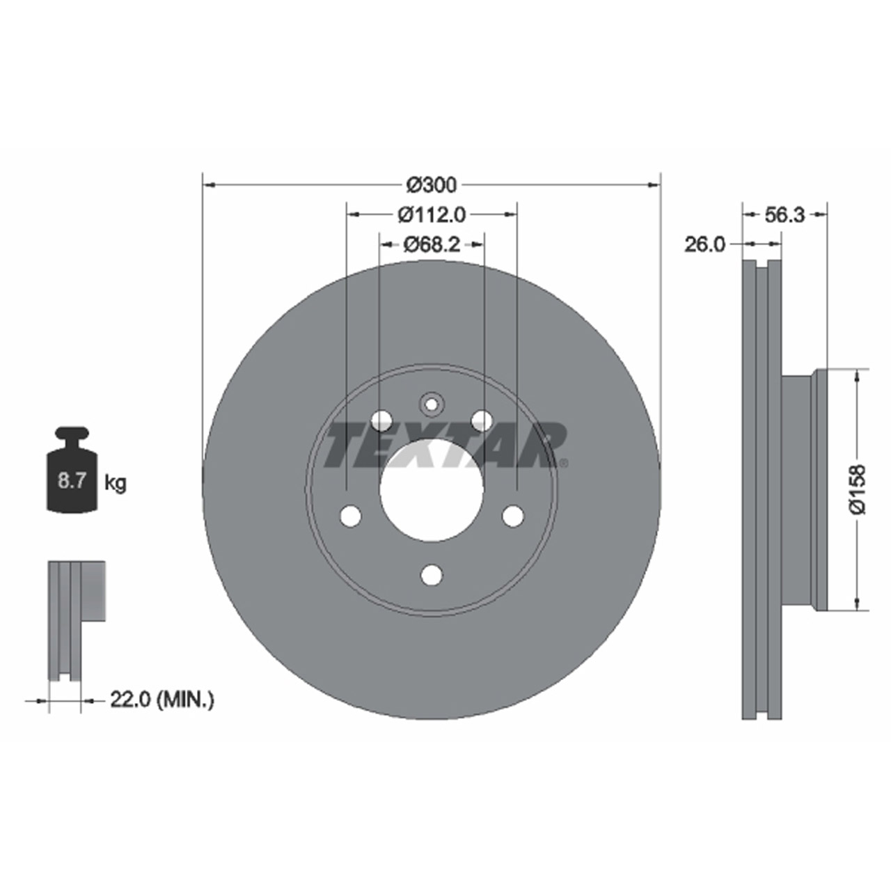 TEXTAR 92109803 Bremsscheiben Satz VW Sharan California Transporter T4 16 Zoll vorne