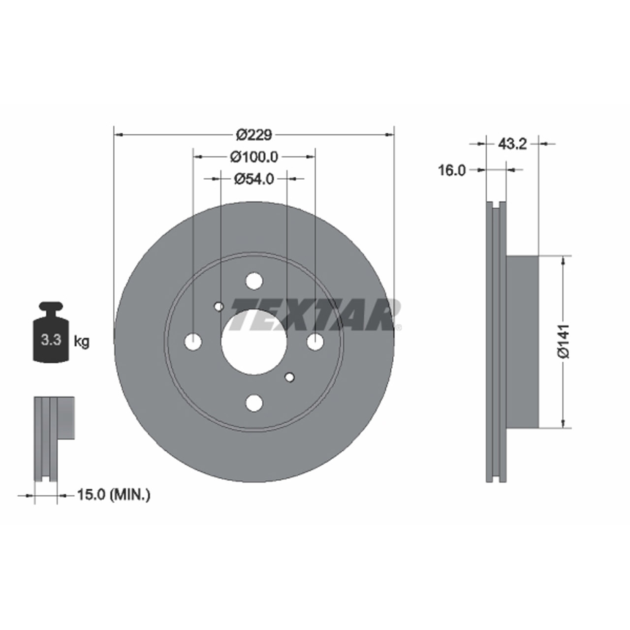 TEXTAR 92113200 Bremsscheiben Satz TOYOTA Starlet P8 1.3 12V Cat bis 12.1991 vorne