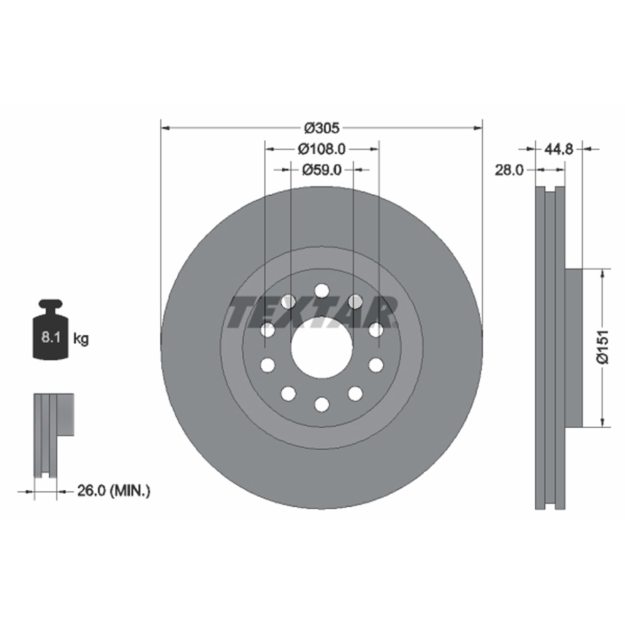 TEXTAR 92115800 Bremsscheiben Satz LANCIA Thesis (841_) vorne 46776750