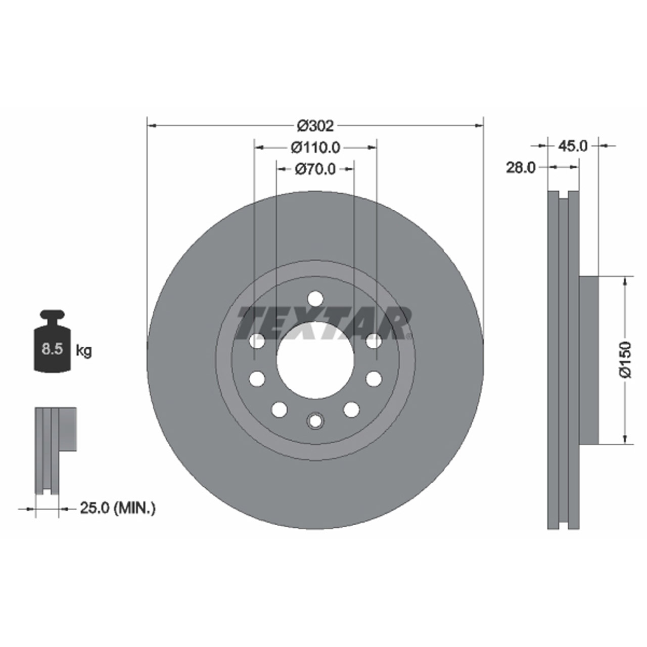 TEXTAR 92118303 Bremsscheiben Satz OPEL Signum CC Vectra C SAAB 9-3 (YS3F) 16 Zoll vorne