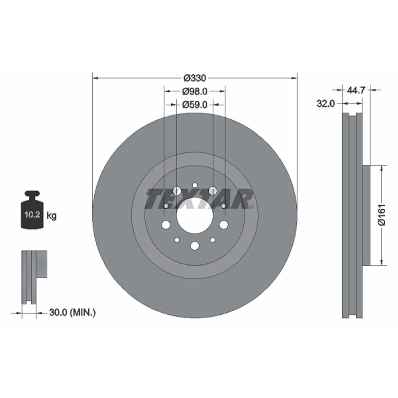 TEXTAR 92119600 Bremsscheiben Satz ALFA ROMEO 147 GT (937_) 156 (932_) 3.2 GTA vorne