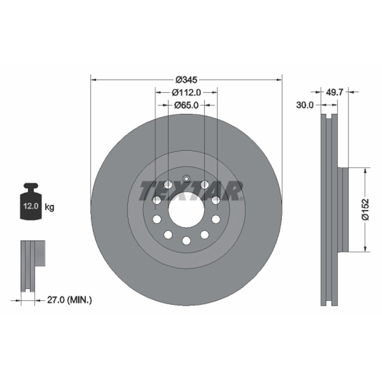 TEXTAR 92120605 Bremsscheiben Satz VW Golf 5 6 GTI / R32 / R Passat B6 R36 S3 8P vorne