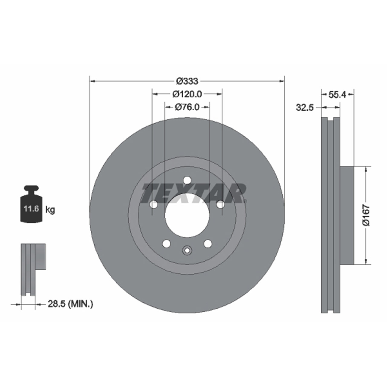 TEXTAR 92121305 Bremsscheiben Satz VW California Multivan Transporter T5 PR-2E4 vorne