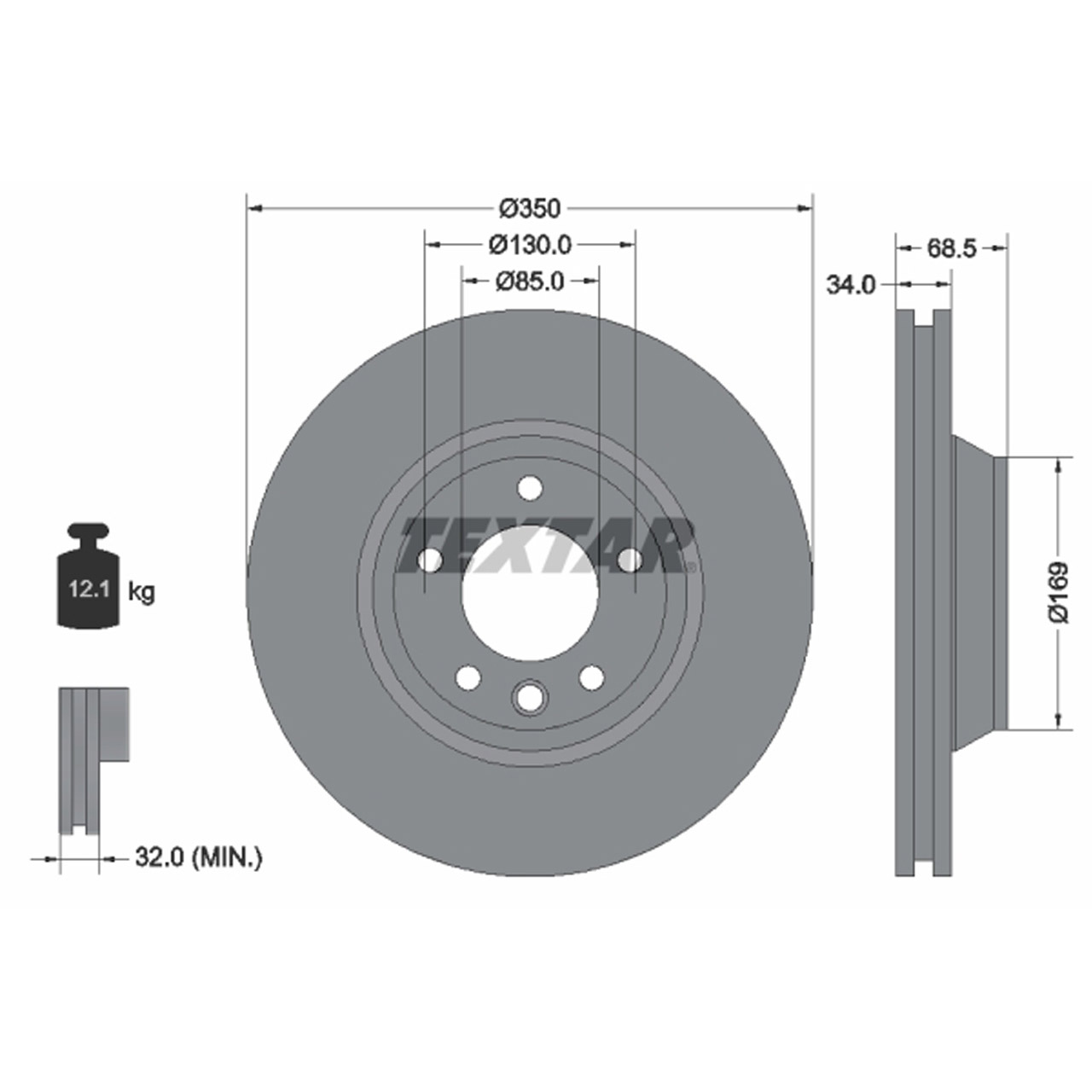 TEXTAR Bremsscheiben Satz AUDI Q7 (4LB) PORSCHE Cayenne (9PA) (92A) VW Touareg (7L) vorne