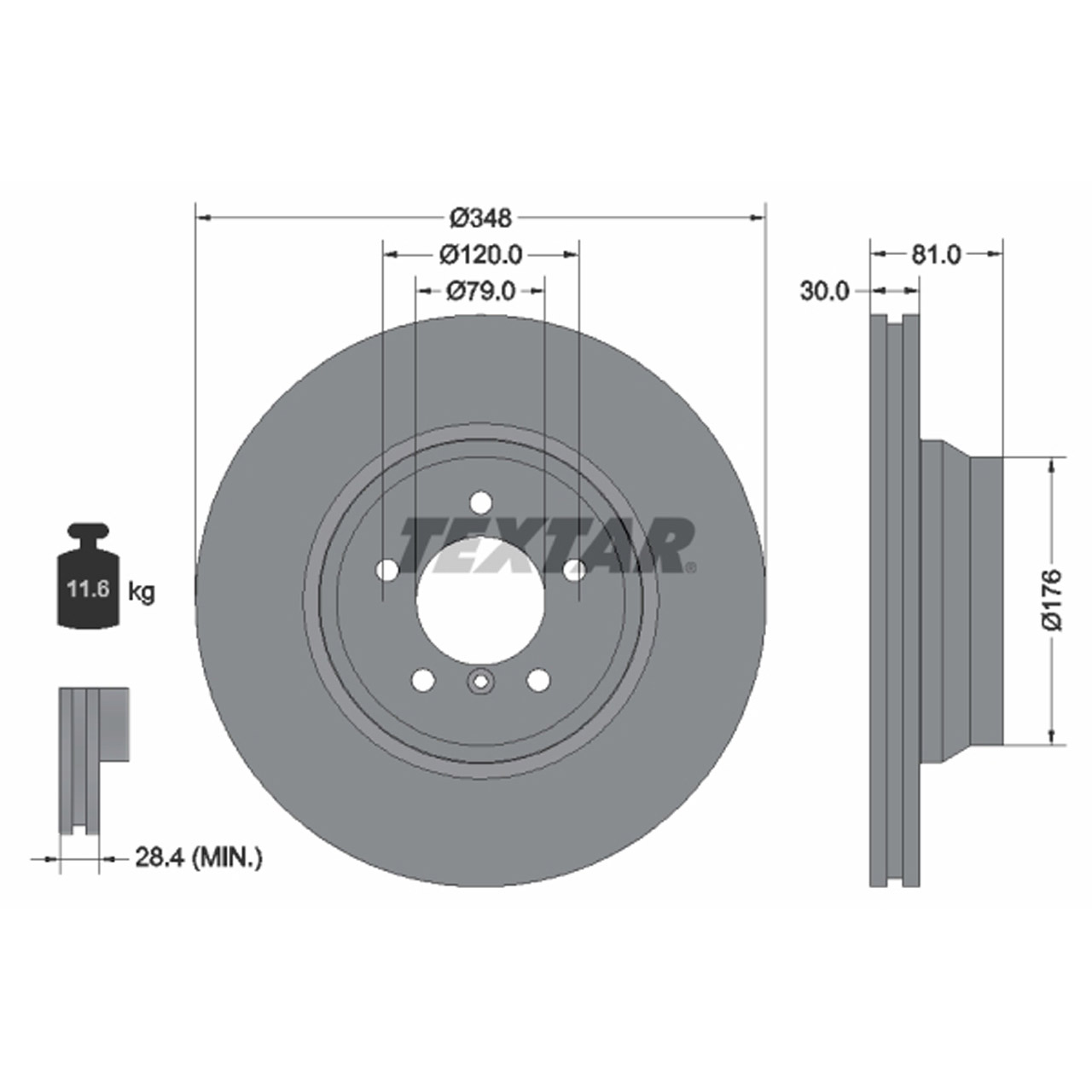 TEXTAR 92122905 Bremsscheiben Satz BMW 7er E65 E66 E67 730i 740i 745i 730d 740d vorne