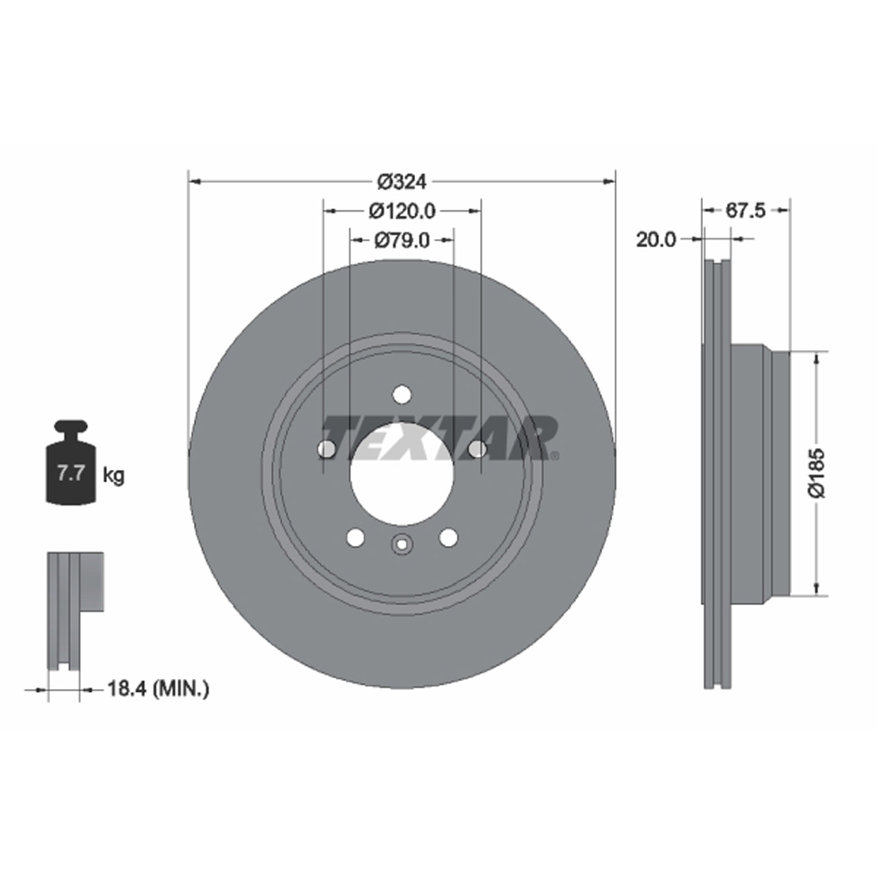 TEXTAR 92123103 Bremsscheiben Satz BMW 7er E65 E66 E67 730i 735i 730d bis 03.2005 hinten