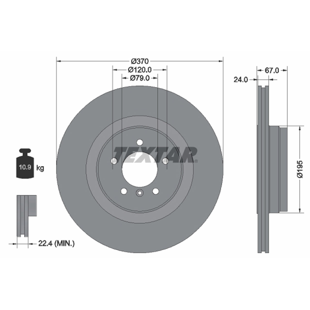 TEXTAR 92123303 Bremsscheiben Satz BMW 7er E65 E66 E67 760i bis 03.2005 hinten