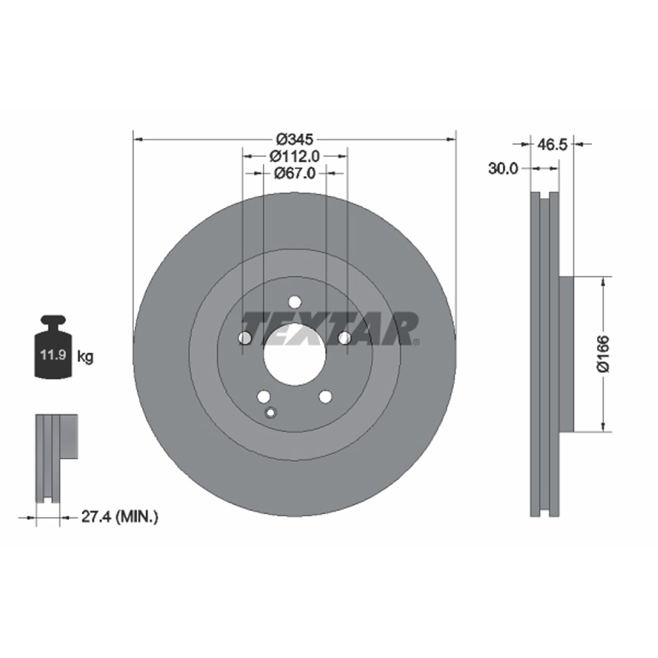 TEXTAR 92123603 Bremsscheiben Satz MERCEDES W203 S203 C350 C/A209 CLK500 vorne 2094210012